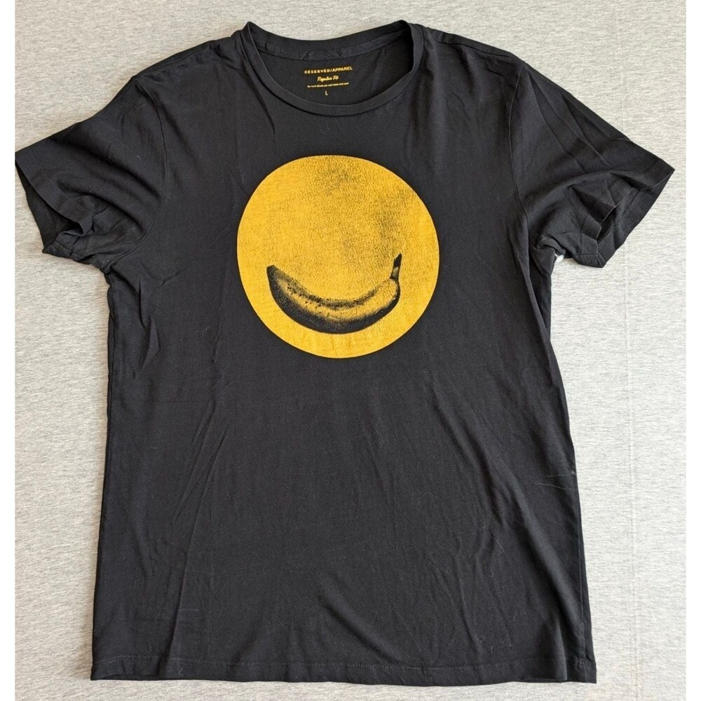 Reserved Apparel Banana Smile Face T-Shirt Size L Black